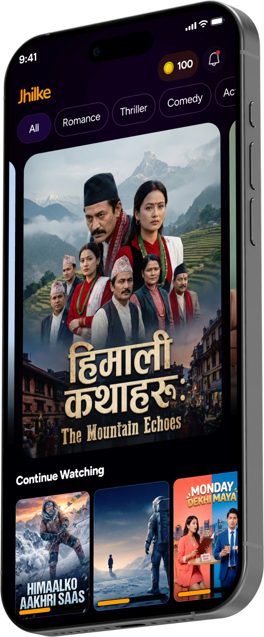 Jhilke app, Nepali OTT platform showing Nepali short dramas and movies